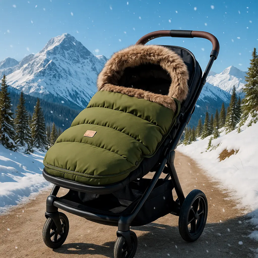 chanceliere poussette hiver dans poussette montagne