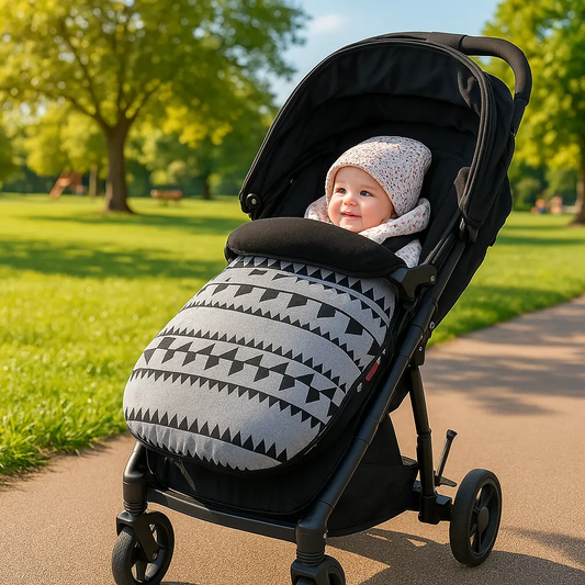 fillette au parc dans chanceliere bebe confort