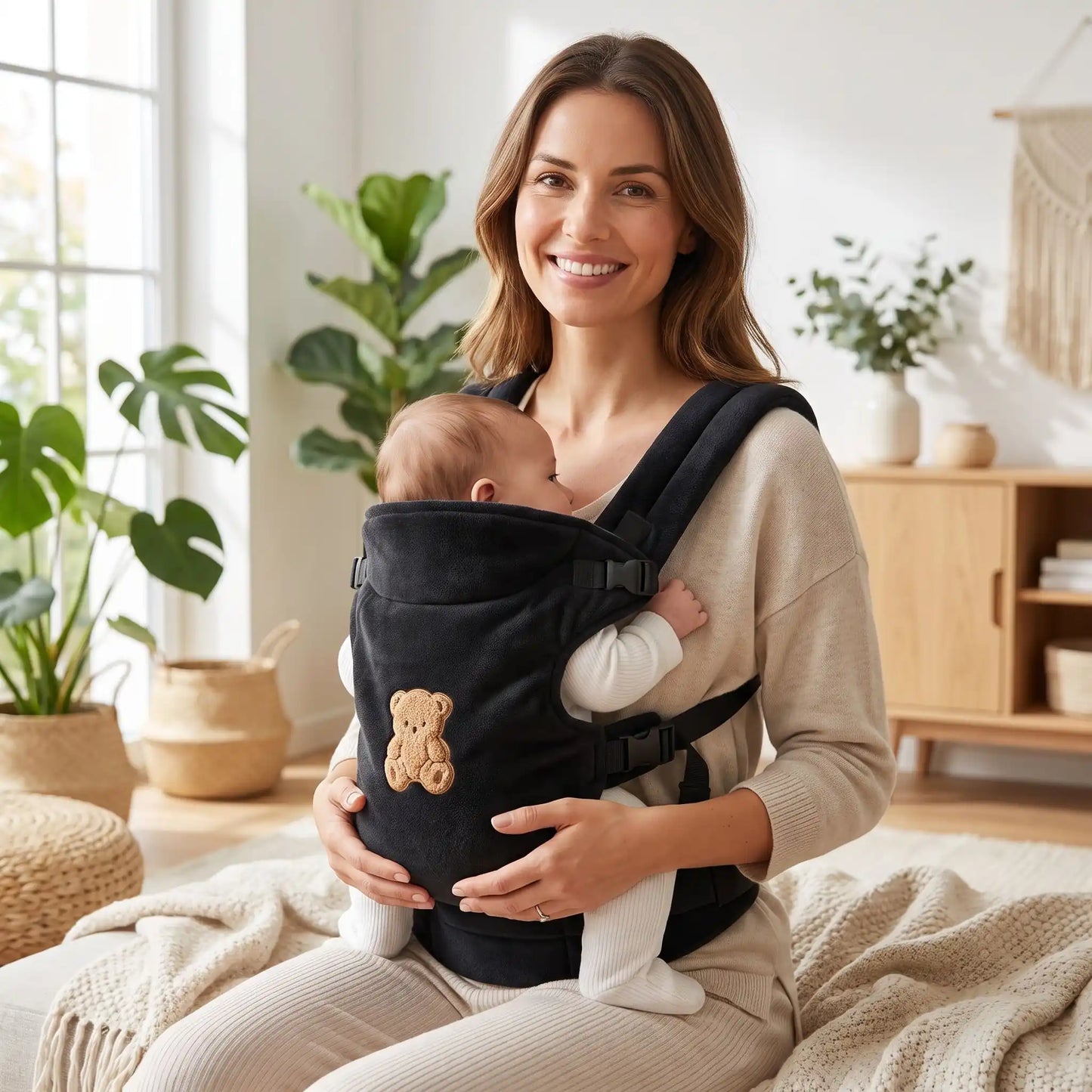maman avec bebe porte bebe naissance