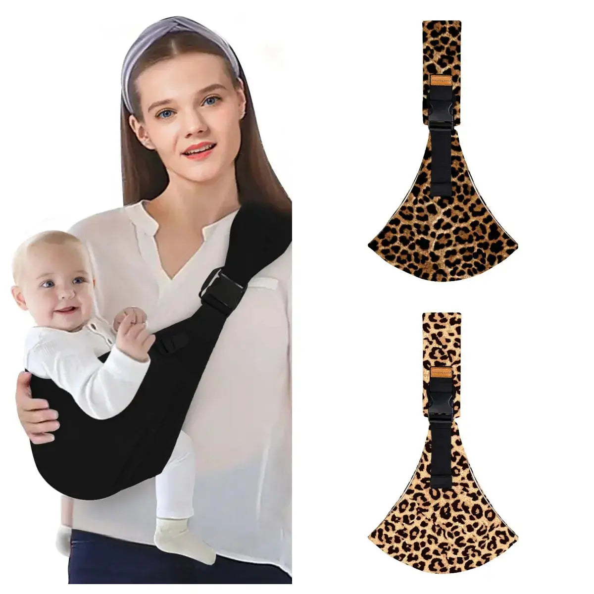 maman porte enfant qui rit avec echarpe portage