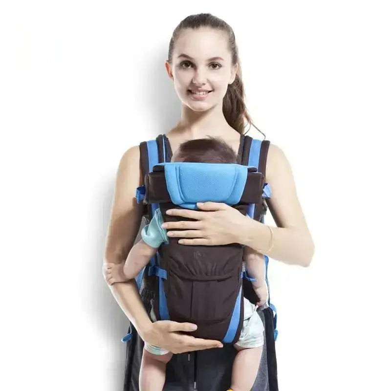 maman transporte bebe avec porte bébé 2 ans bleu