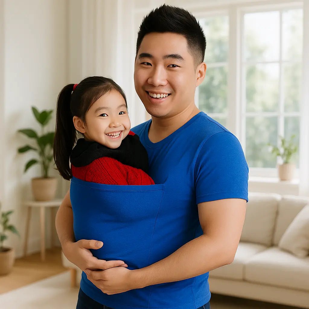 papa et sa fille dans t shirt porte bebe