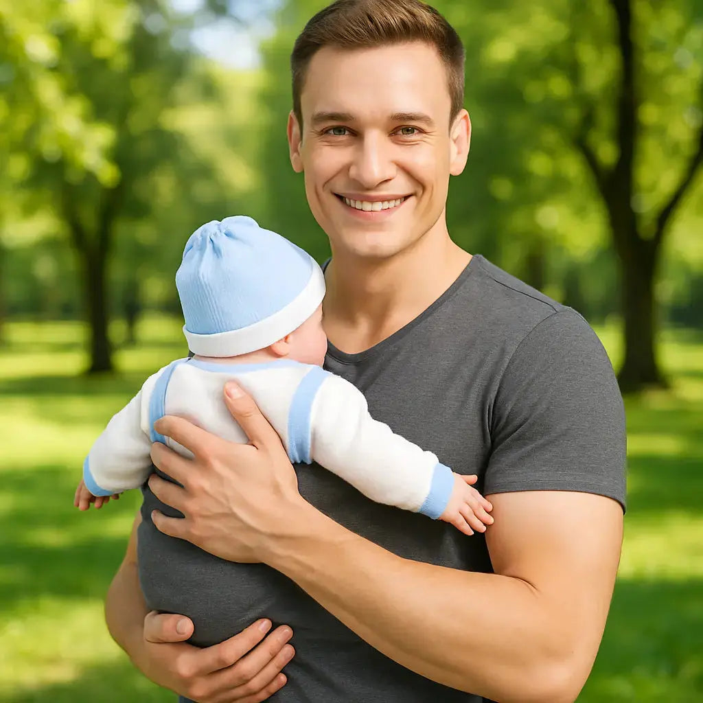 papa porte bebe avec le t shirt porte bebe