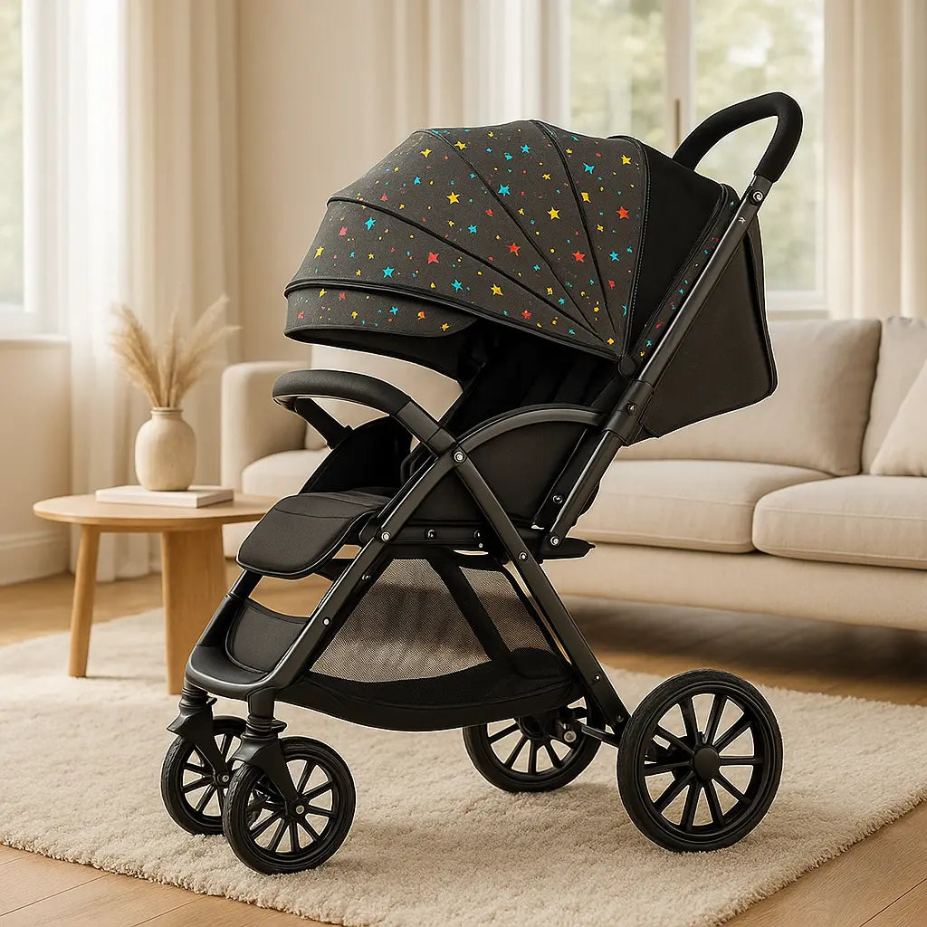 poussette bebe au salon