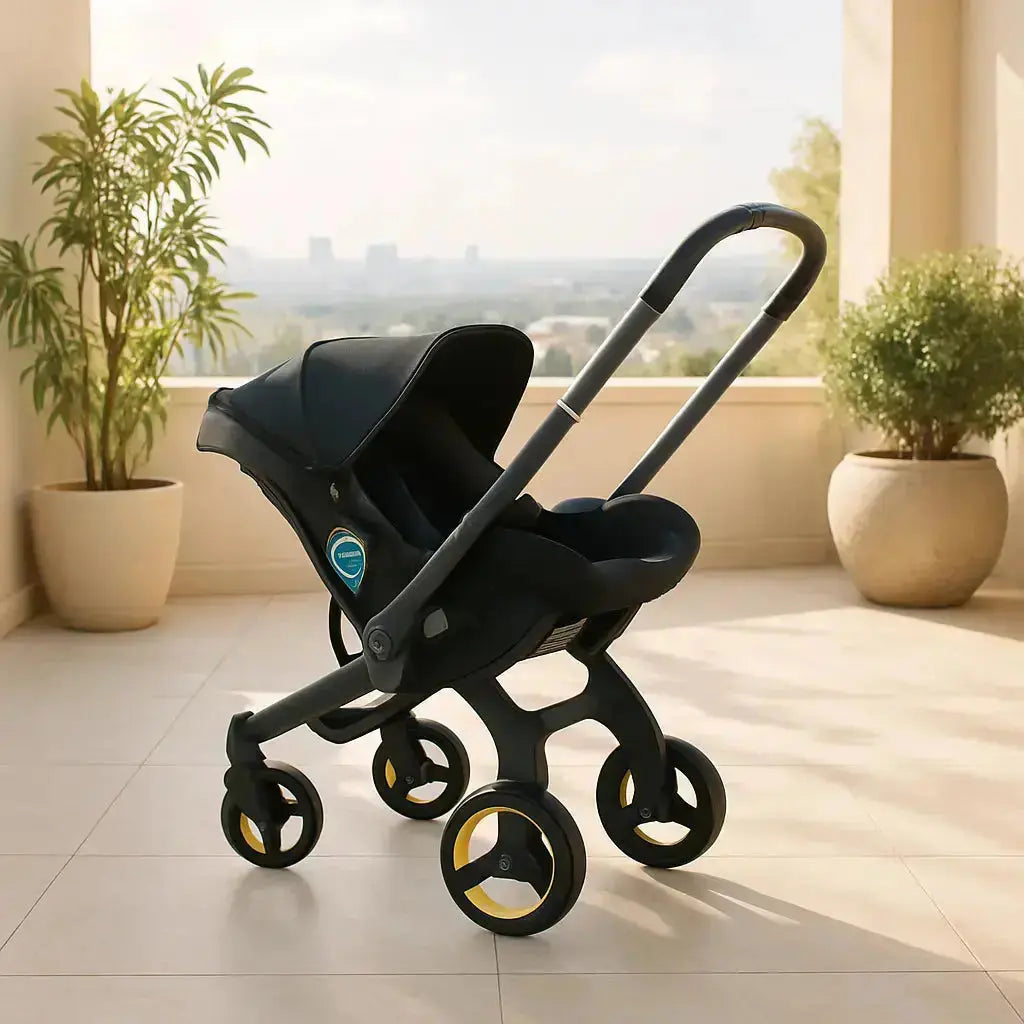poussette compacte au salon