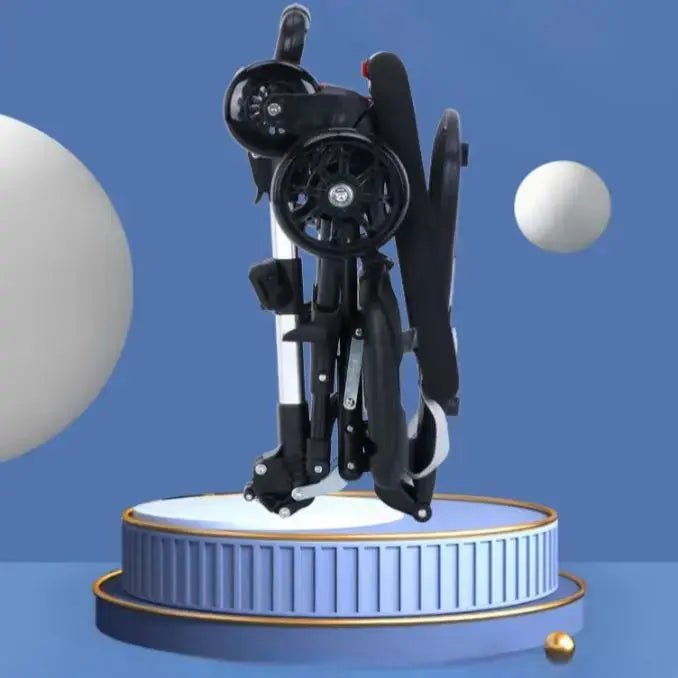 poussette legere plier sur tribune bleu
