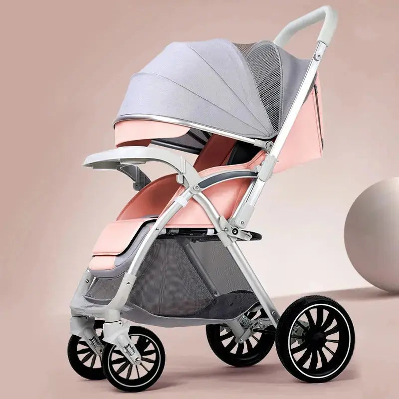 poussette pliable gris rose