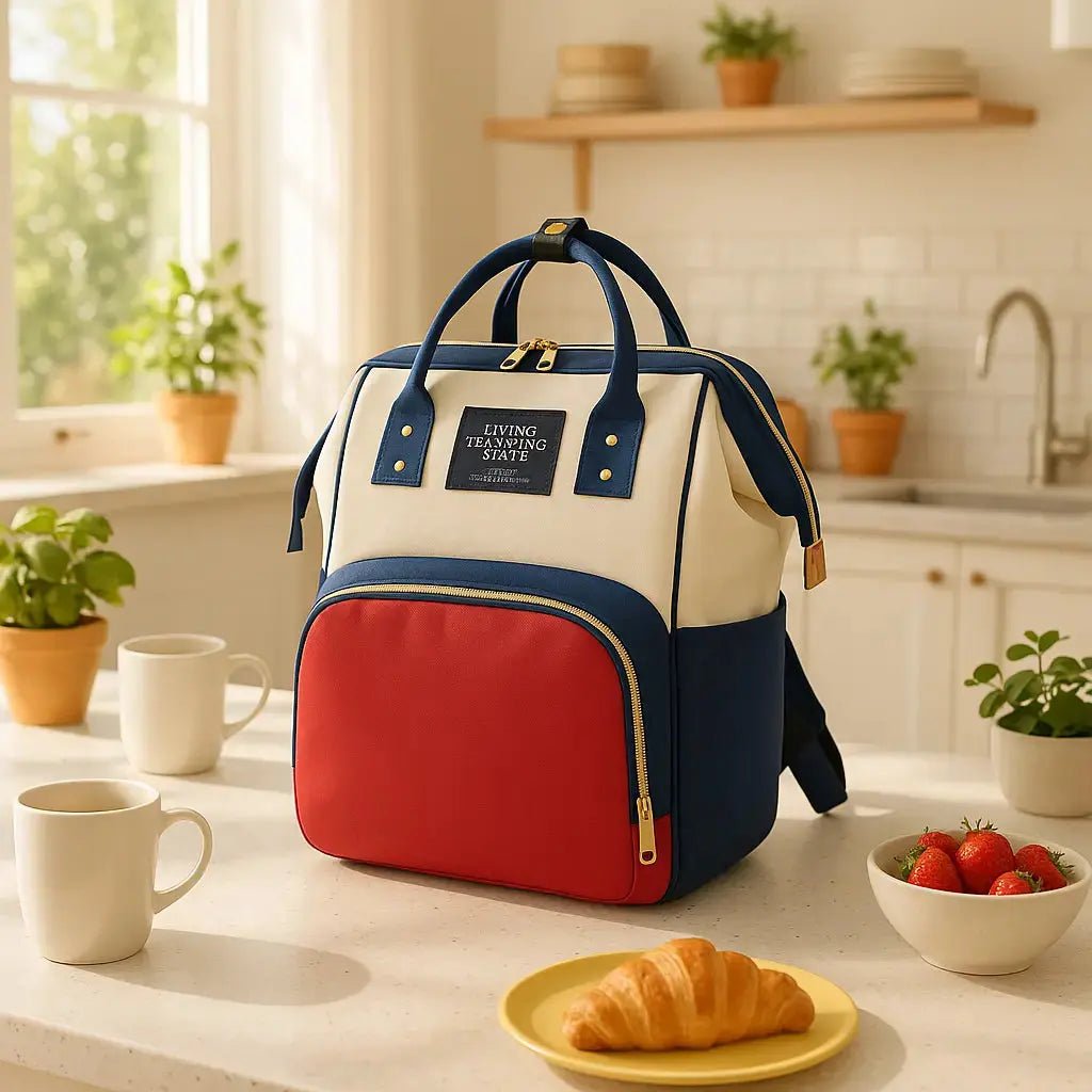 sac a dos a langer sur comptoir la cuisine