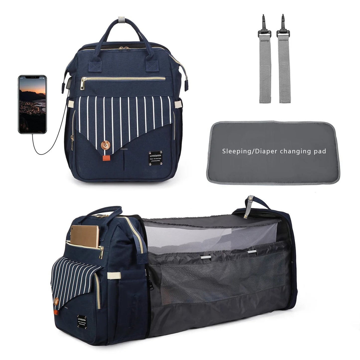 sac a langer 3 en 1 bleu