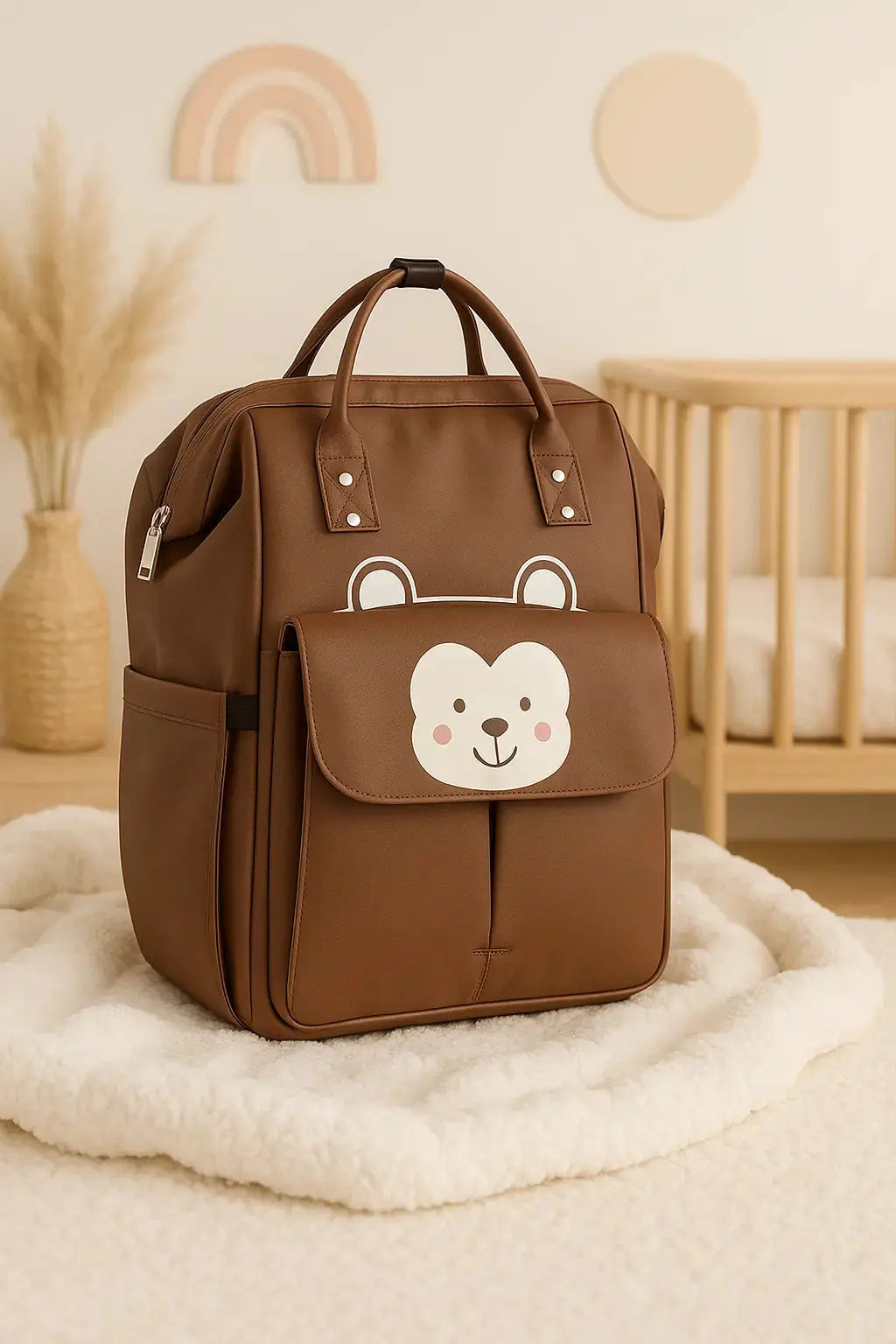 sac a langer marron debout