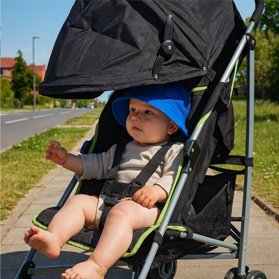 bebe assis poussette avec par soleil pour poussette noir