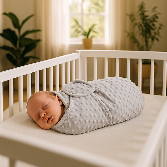 bebe dans berceau avec nid ange gris
