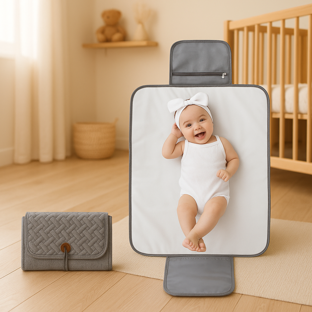 bebe dans matelas a langer nomade gris