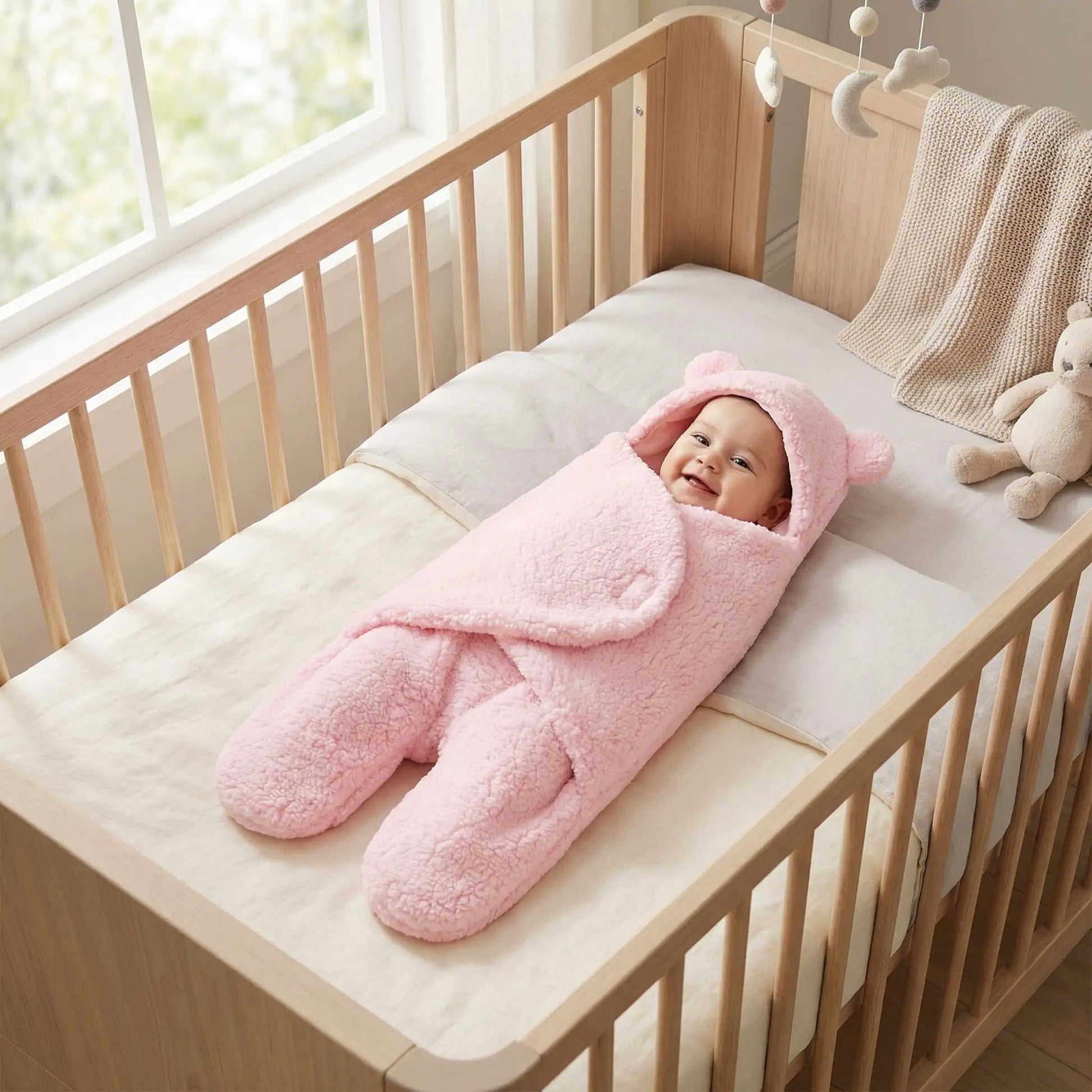 bebe dans nid dange rose