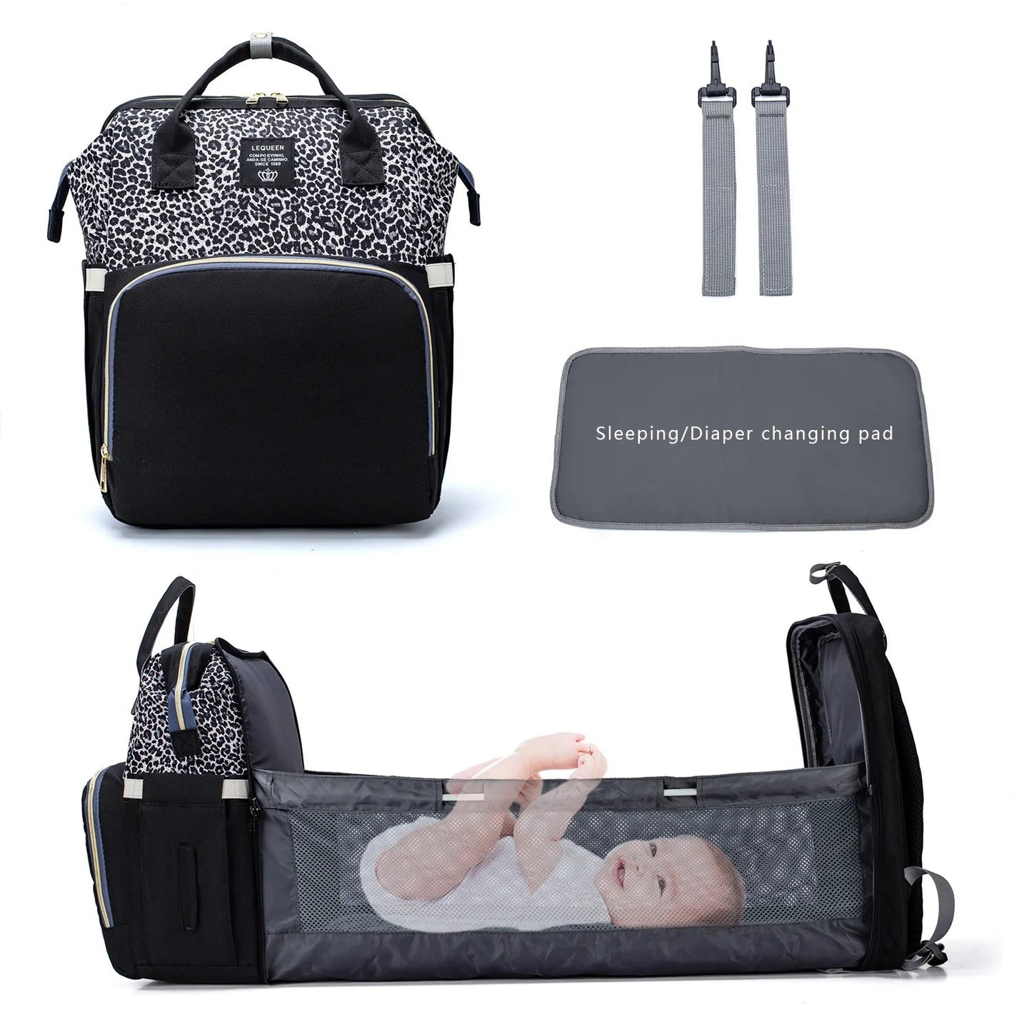 bebe dans sac a langer 3 en 1 gris