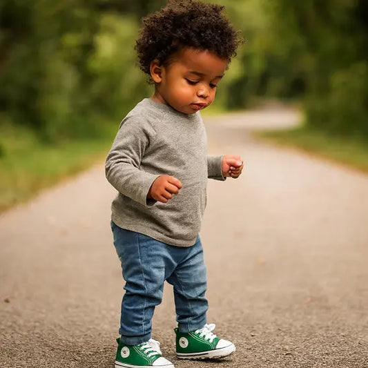 bebe marche dans la rue avec chaussure premier pas bebe