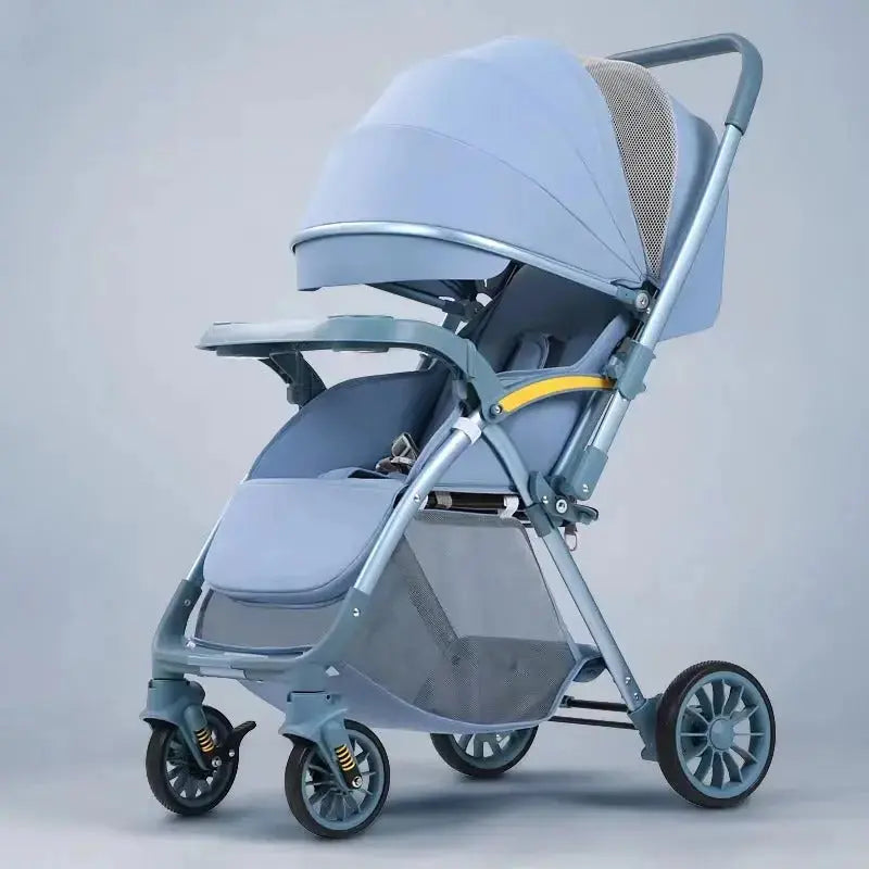 bebe poussette bleu