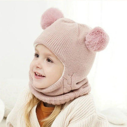 bonnet cagoule bebe rose ponpom