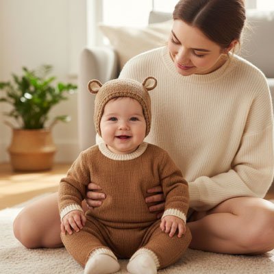 Bonnet pour bebe au tricot doux