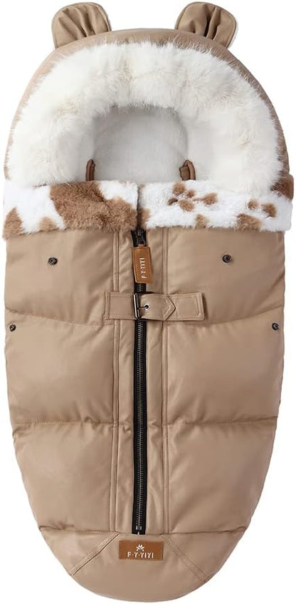 chanceliere poussette bebe marron fourrure