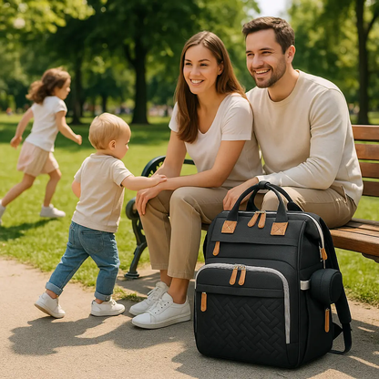 famille parc avec Sac a langer 3 en 1 noir