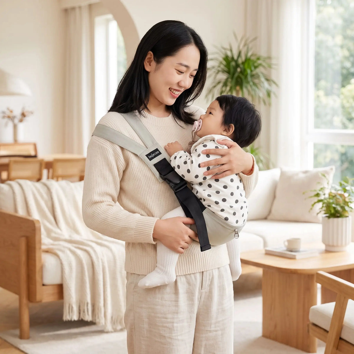 maman avec bebe porte bebe tissu