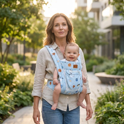 maman avec bebe ville porte bebe mei tai