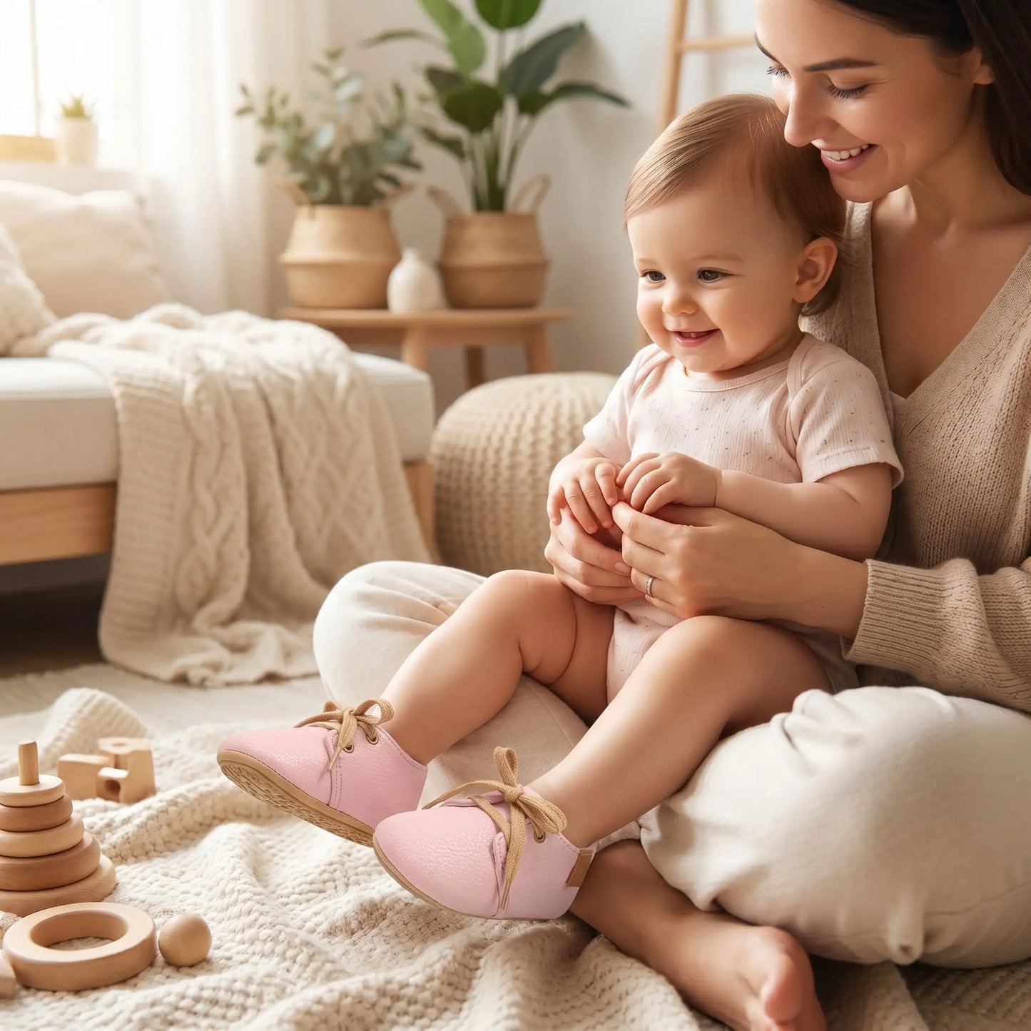 maman avec sa fille chaussure bebe fille