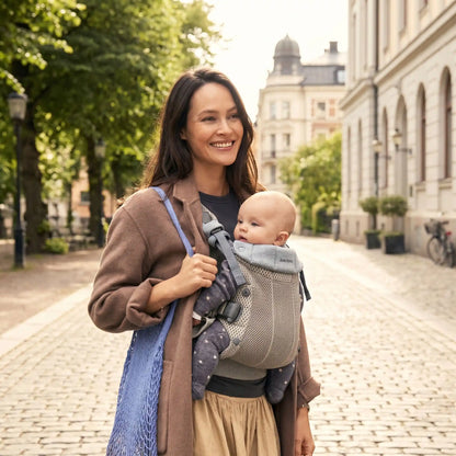 maman bebe dans porte bebe physio