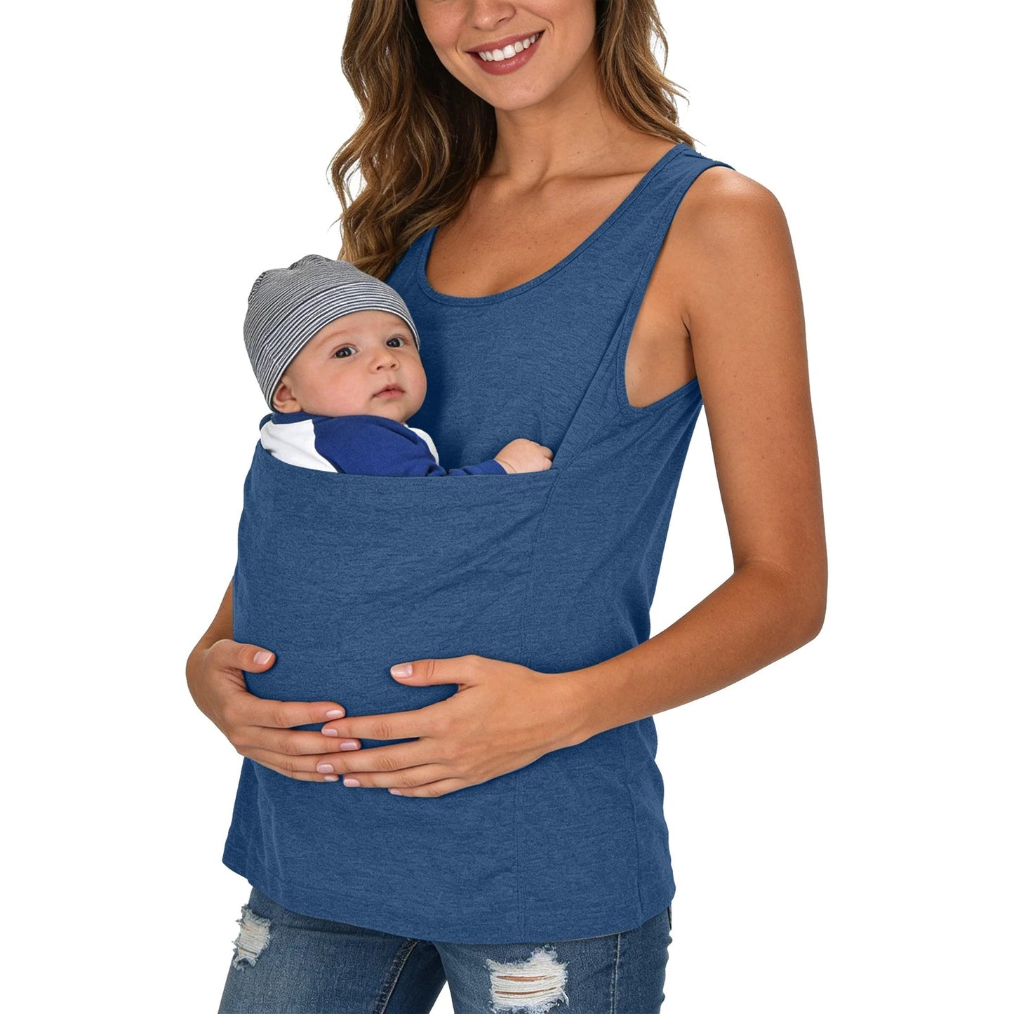 maman bebe t shirt porte bebe bleu