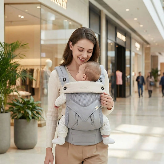 maman centre commercial bebe dans porte bebe nouveau ne