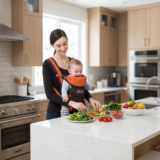 maman cuisine avec bebe porte bebe physio