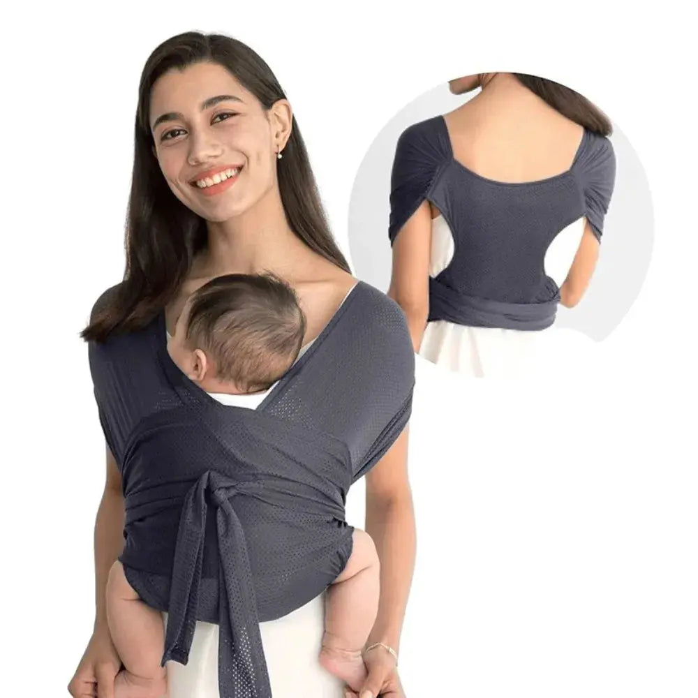 maman et bebe dans bebe portage echarpe bleu