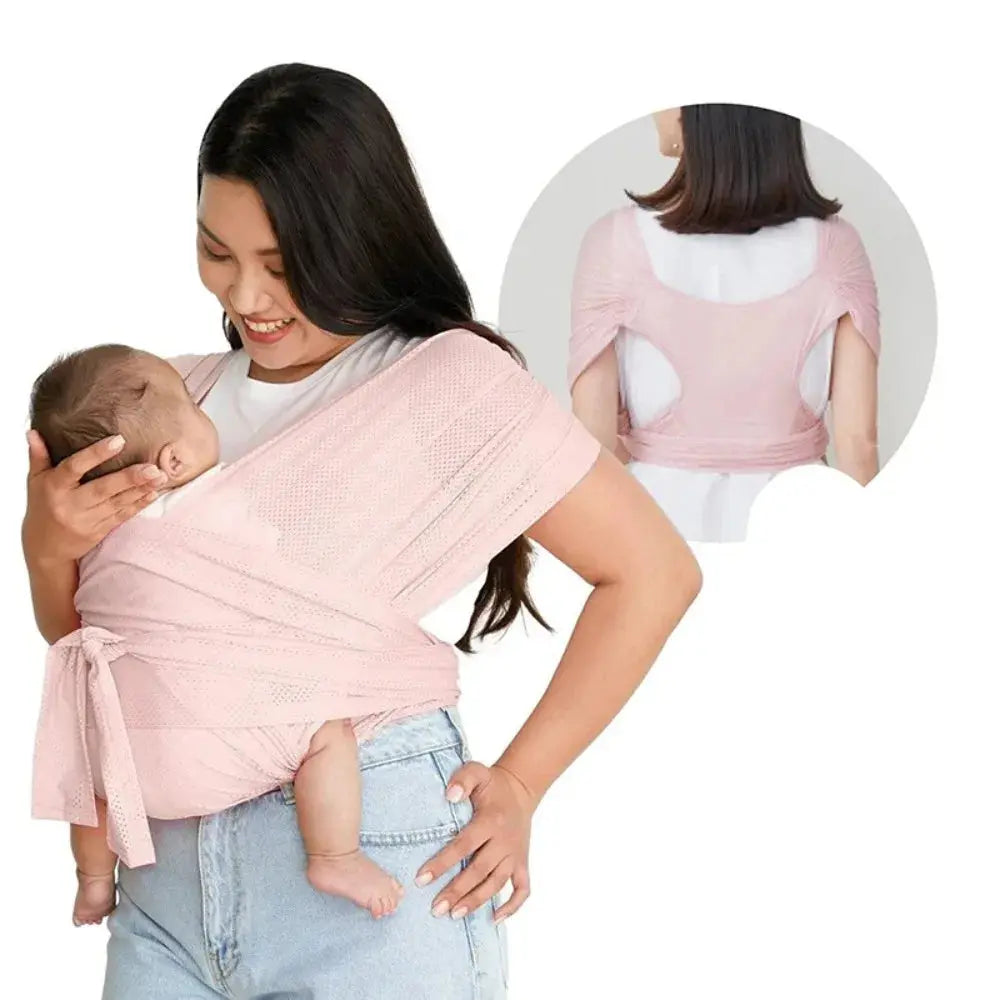 maman et bebe dans bebe portage echarpe rose