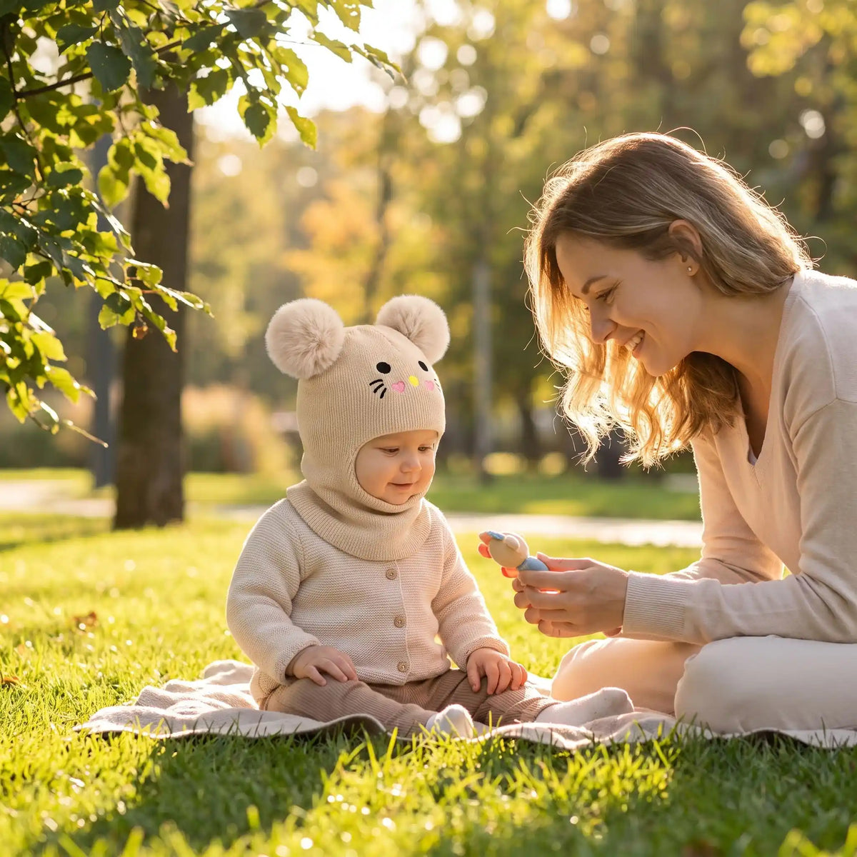 maman parc avec bebe cagoule bebe fille