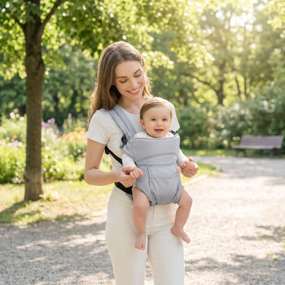 maman parc avec bebe porte bebe mei tai