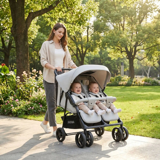 maman parc avec bebes dans poussette pour des jumeaux