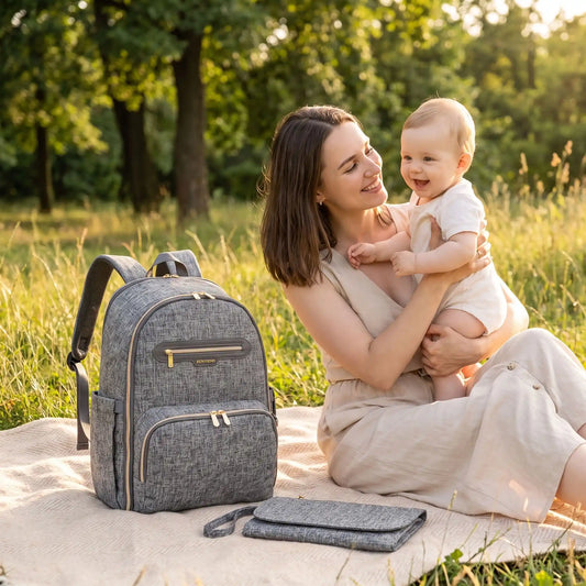 maman parc sac a langer avec tapis de change gris