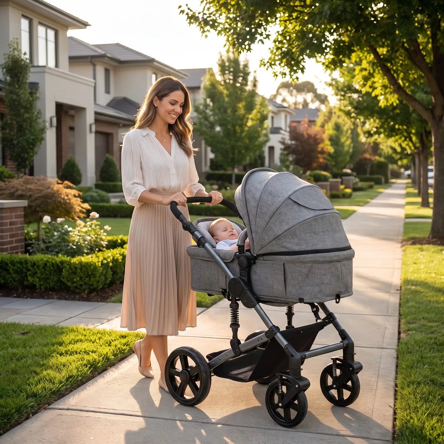 maman quartier avec bebe poussette bebe confort