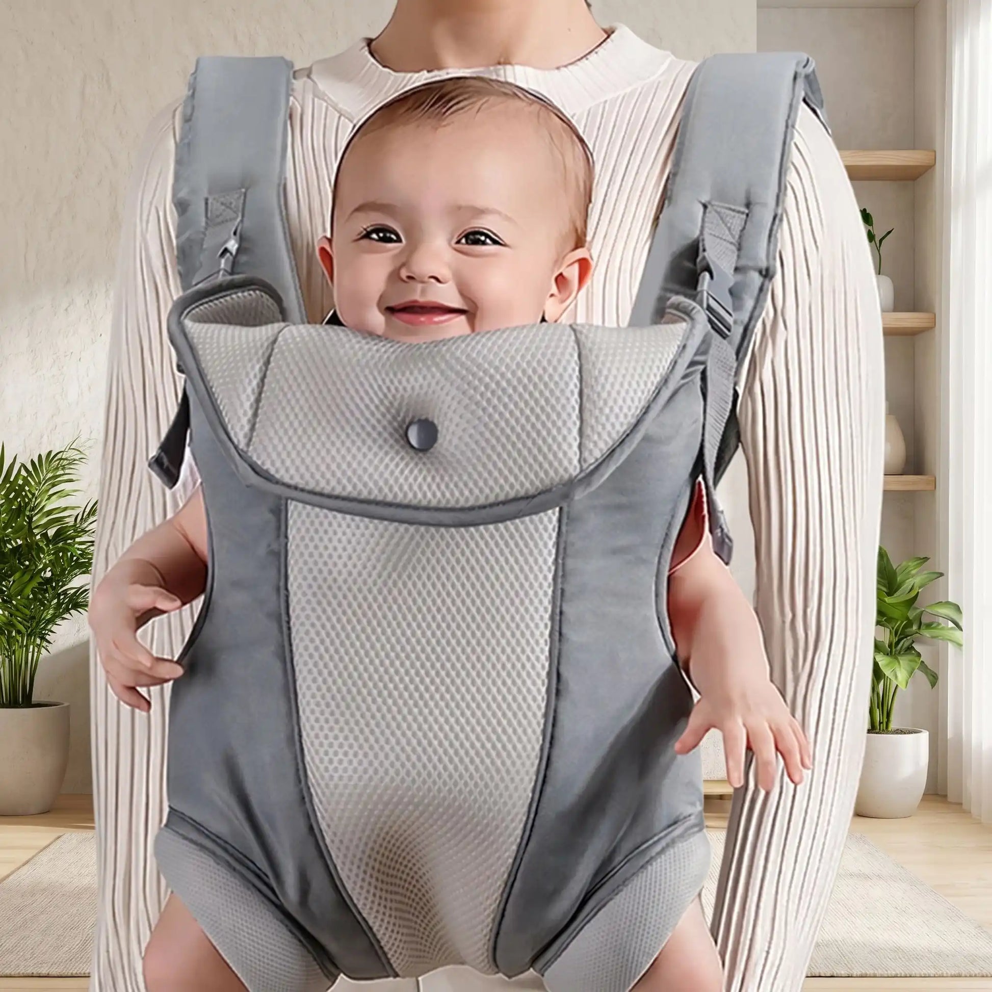 maman salon avec bebe dans porte bebe nouveau ne