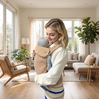 maman salon avec bebe porte bebe beige
