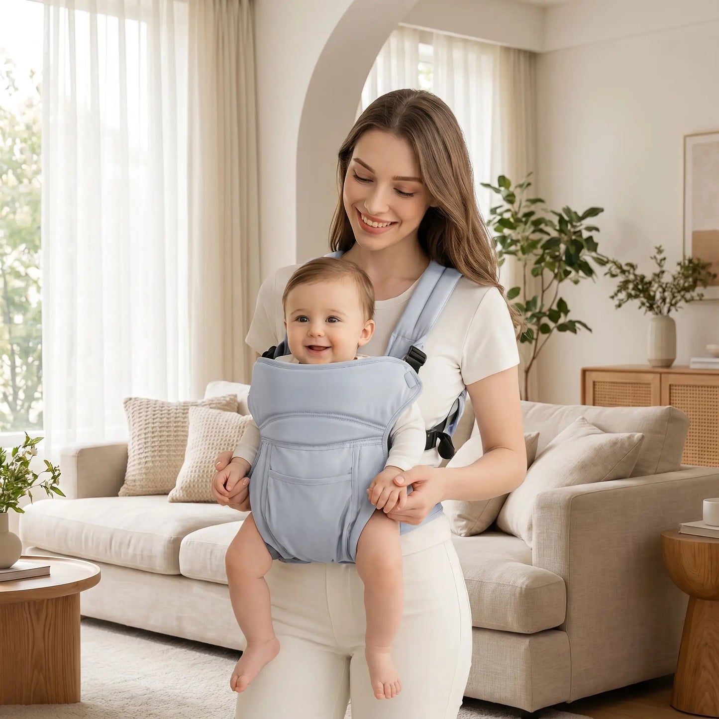 maman salon avec bebe porte bebe mei tai