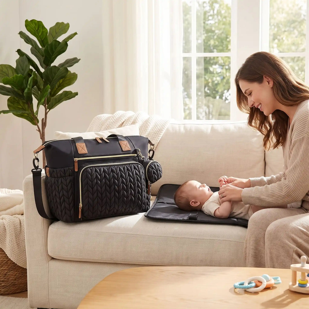 maman salon bebe sac a langer avec tapis de change