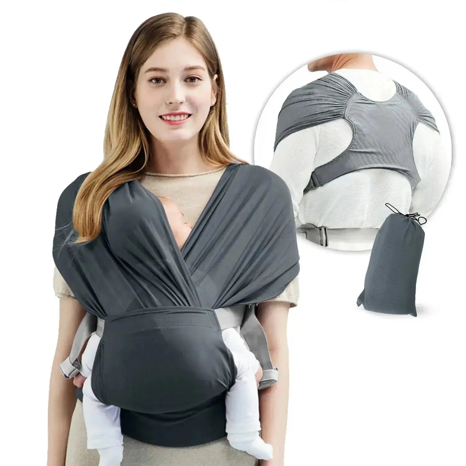 maman souleve bebe avec portage echarpe