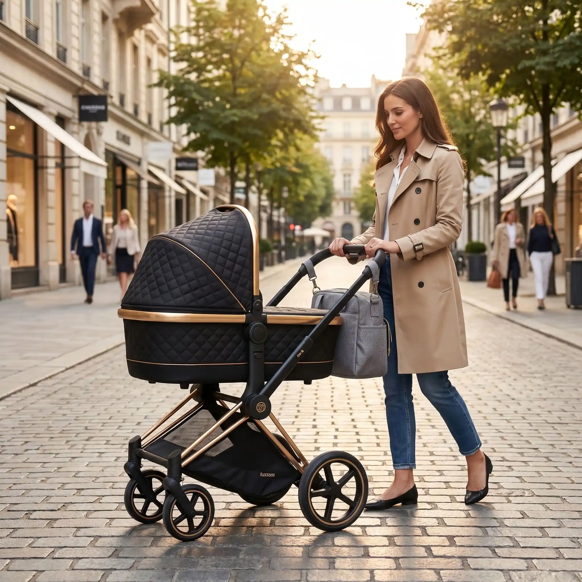 maman ville avec bebe poussette 4 en 1 isofix noir