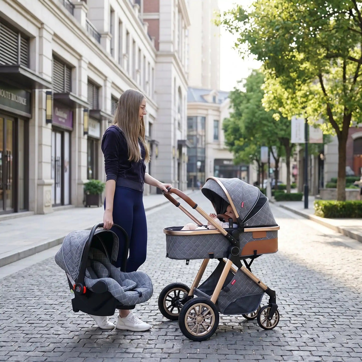 maman ville avec bebe poussette 4 en 1 isofix