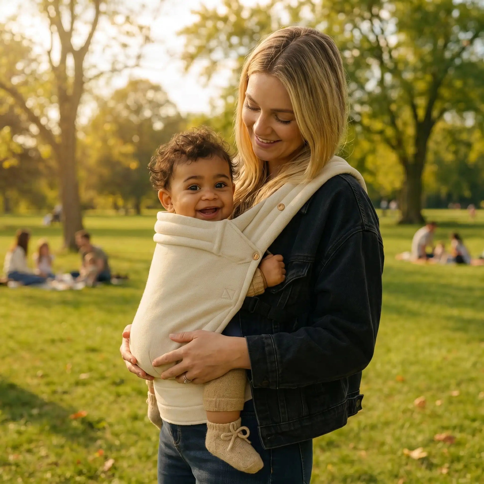 moments complites maman bebe dans porte bebe