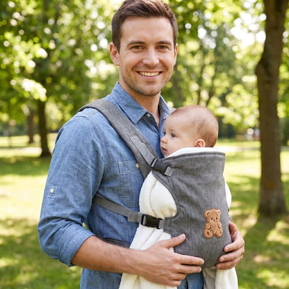 papa avec bebe porte bebe naissance