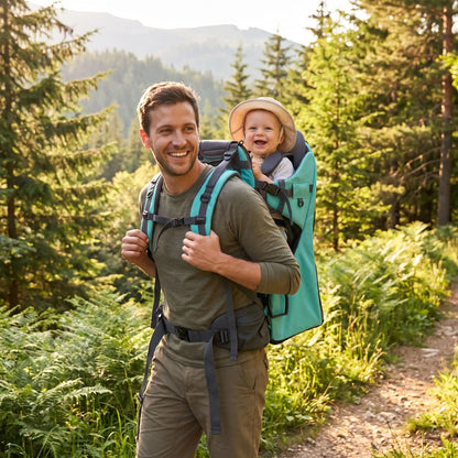 papa nature avec bebe porte bebe rando