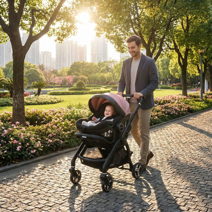 papa parc avec bebe poussette 4 en 1 isofix
